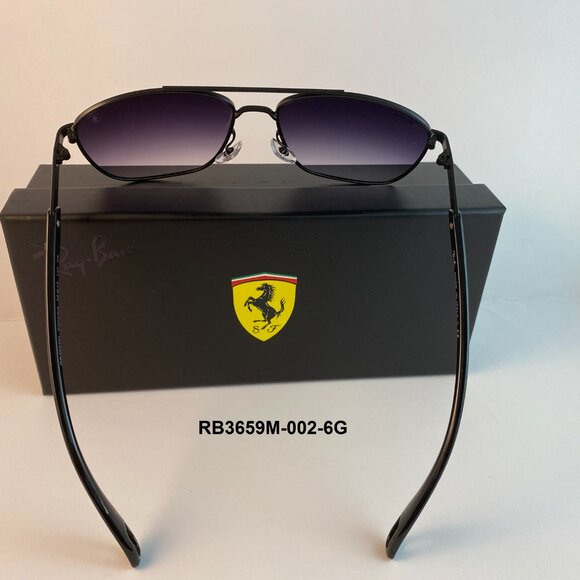 NEW/ RAY BAN RB3659M Ferrari Sunglasses Black Grey Gradient Lens Italy Made - Picture 10 of 12